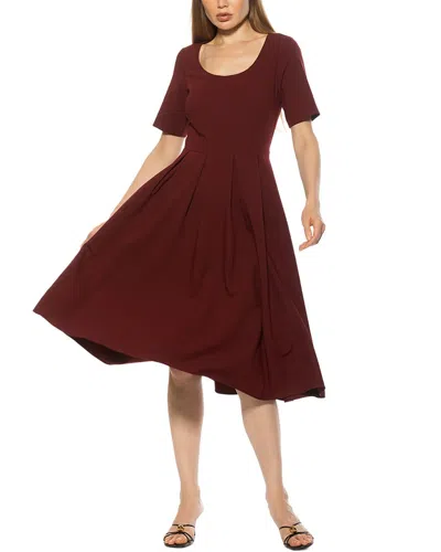 Alexia Admor Imani Pleated Short Sleeve Dress In Burgundy