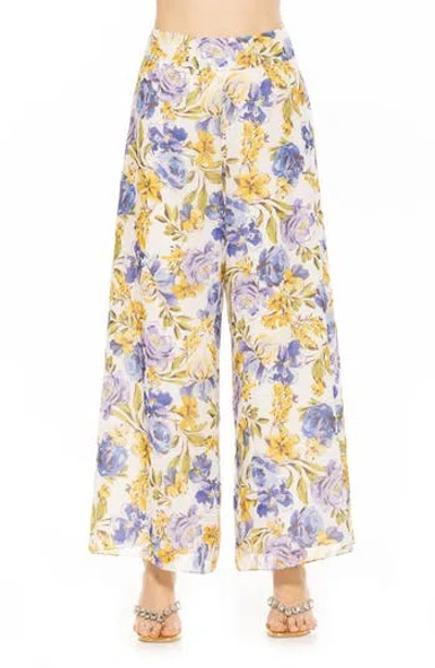 ALEXIA ADMOR ALEXIA ADMOR IMOGEN FLORAL CHIFFON WIDE LEG PANTS