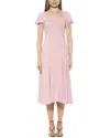 Alexia Admor Iris Smocked Short Sleeve Midi Dress In Pink