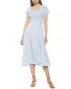 Alexia Admor Iris Smocked Short Sleeve Midi Dress In Blue