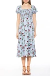 Alexia Admor Iris Smocked Short Sleeve Midi Dress