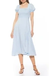 Alexia Admor Iris Smocked Short Sleeve Midi Dress