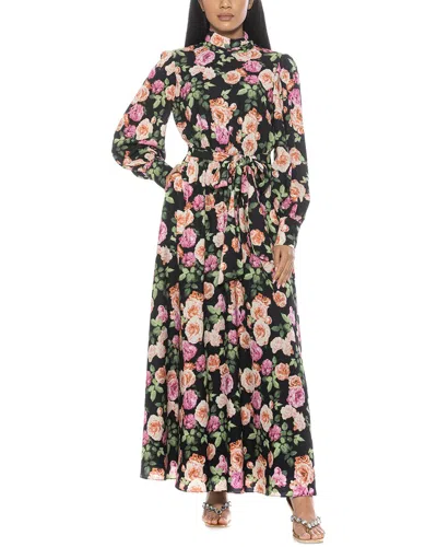 Alexia Admor Saliah Mockneck Blouson Sleeve Dress In Black Multi