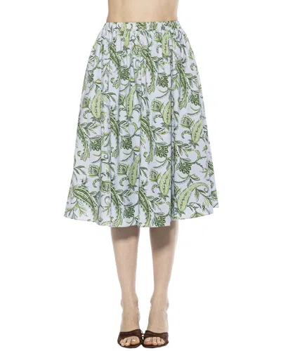 Alexia Admor Isla Flared Cotton Blend Midi Skirt In Blue Paisley
