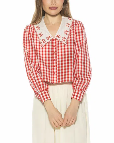Alexia Admor Issey Embroidered Collar Button-up Shirt In Multi