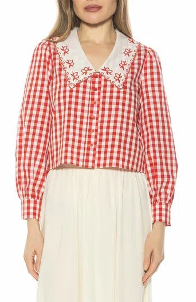 Alexia Admor Issey Embroidered Collar Button-up Shirt In Multi