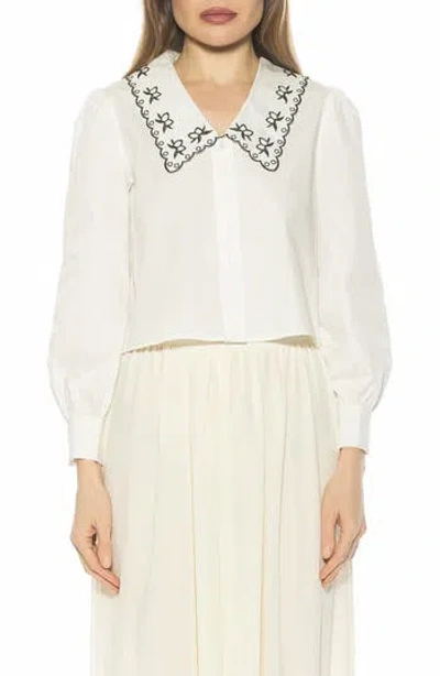 Alexia Admor Issey Embroidered Collar Button-up Shirt In Multi