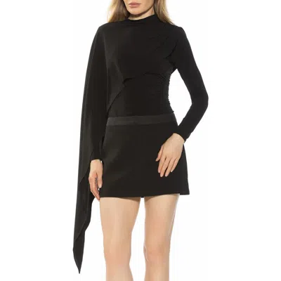 Alexia Admor Ivo Drape Cape Jersey Top In Black