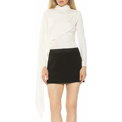 Alexia Admor Ivo Drape Cape Jersey Top In White