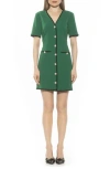 Alexia Admor Jaiya Short Sleeve Button Front Dress In Green
