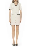 Alexia Admor Jaiya Short Sleeve Button Front Dress In Oat