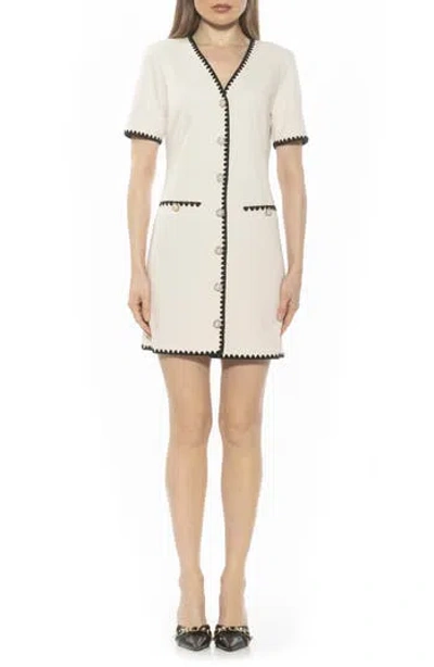 Alexia Admor Jaiya Short Sleeve Button Front Dress In Oat