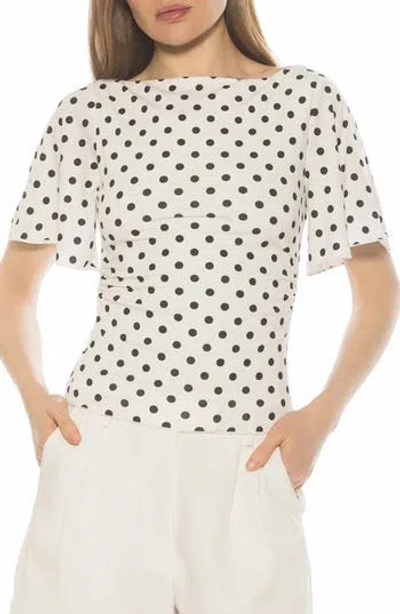 Alexia Admor Jan Boat Neck Short Sleeve Ruched Top In White