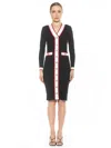 Alexia Admor Janet Long Sleeve Ribbed Sweater Dress In Black