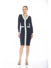 Alexia Admor Janet Long Sleeve Ribbed Sweater Dress In Blue