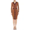 Alexia Admor Janet Long Sleeve Ribbed Sweater Dress In Camel
