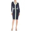 Alexia Admor Janet Long Sleeve Ribbed Sweater Dress In Navy