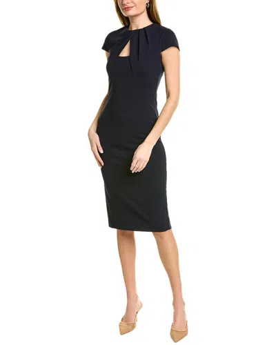 Alexia Admor Janine Crewneck Draped Midi Sheath Dress In Black