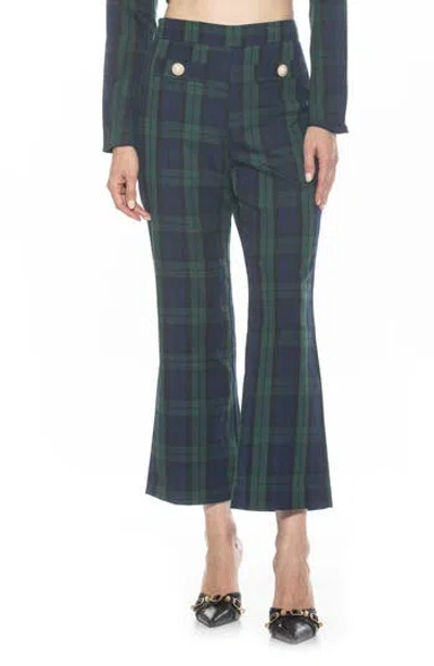 Alexia Admor Jayden Plaid Wide Leg Pants In Green Plaid