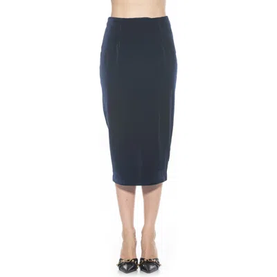 Alexia Admor Jayden Velvet Midi Skirt In Navy