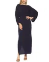 Alexia Admor Jenna Boatneck Shirred Long Sleeve Column Dress In Blue