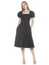 Alexia Admor Jessi Puff Sleeve Midi Dress In Black