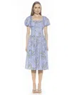 Alexia Admor Jessi Puff Sleeve Midi Dress In Blue