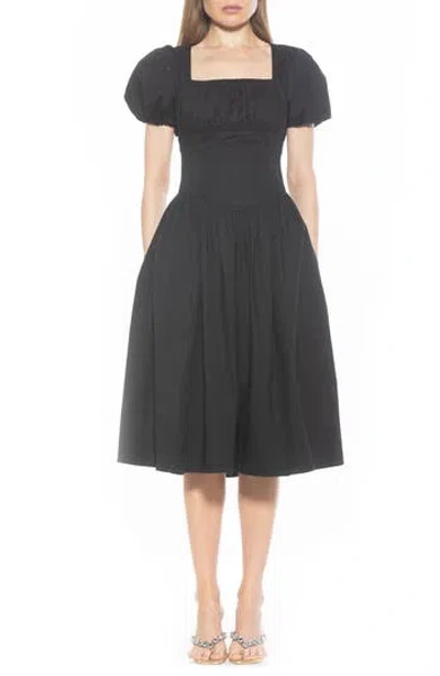 Alexia Admor Jessi Puff Sleeve Midi Dress In Black