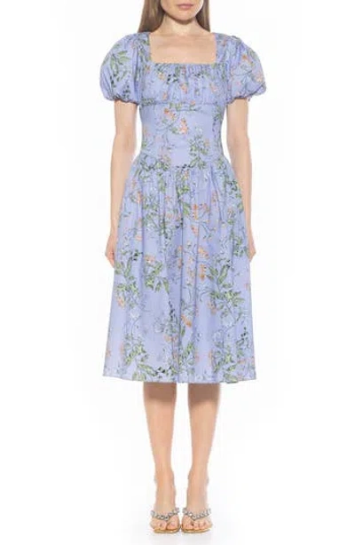 Alexia Admor Jessi Puff Sleeve Midi Dress In Blue Floral