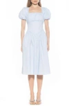 Alexia Admor Jessi Puff Sleeve Midi Dress In Halogen Blue