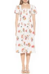 Alexia Admor Jessi Puff Sleeve Midi Dress In Ivory Floral