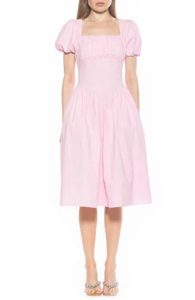 Alexia Admor Jessi Puff Sleeve Midi Dress In Pink