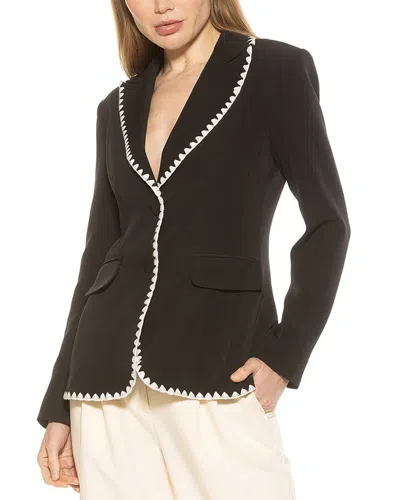 Alexia Admor Contrast Embroidered Blazer In Black