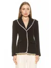 Alexia Admor Contrast Embroidered Blazer In Black