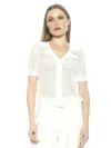 Alexia Admor Josi Crochet Button-up Top In White