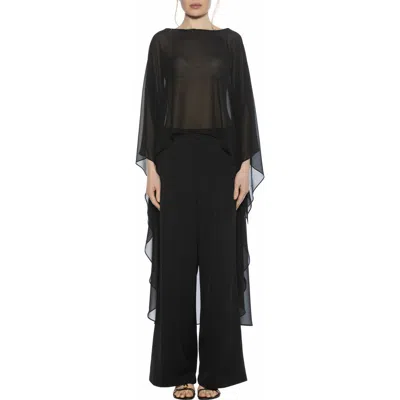 Alexia Admor Junia Cover-up High-low Chiffon Top In Black