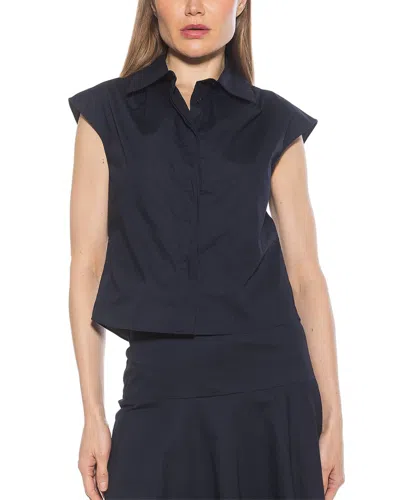 Alexia Admor Juniper Button-up Shirt In Navy