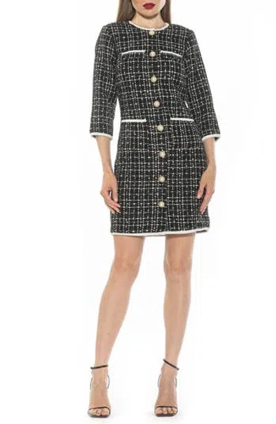 ALEXIA ADMOR ALEXIA ADMOR KAIRO BUTTON FRONT TWEED SHEATH DRESS