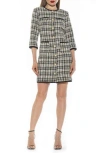 Alexia Admor Kairo Button Front Tweed Sheath Dress In Multi Tweed