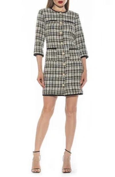 Alexia Admor Kairo Button Front Tweed Sheath Dress In White