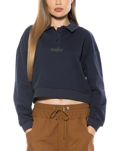 Alexia Admor Kario Crop Polo Sweatshirt In Blue