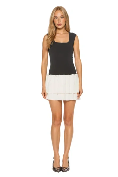 Alexia Admor Kairos Cap Sleeve Square Neck Ruffle Knit Dress In Black