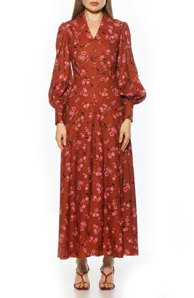 Alexia Admor Kate Collared Long Sleeve Maxi Dress In Red