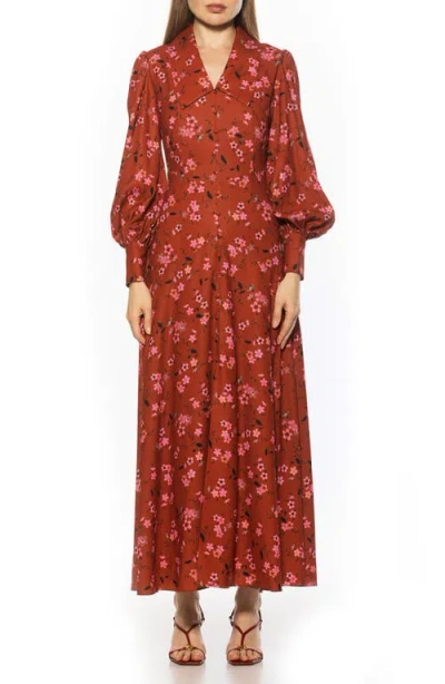 Alexia Admor Kate Collared Long Sleeve Maxi Dress In Brown