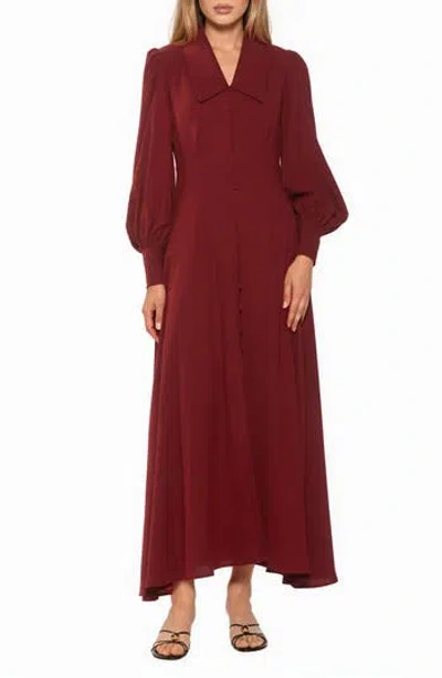 Alexia Admor Kate Collared Long Sleeve Maxi Dress In Burgundy