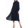 Alexia Admor Kehlani Long Sleeve Chiffon Midi Dress In Blue