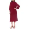 Alexia Admor Kehlani Long Sleeve Chiffon Midi Dress In Burgundy