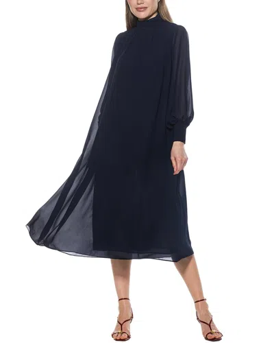 Alexia Admor Kehlani Long Sleeve Chiffon Midi Dress In Blue