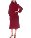 Alexia Admor Kehlani Long Sleeve Chiffon Midi Dress In Red