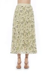 Alexia Admor Kesia Midi Chiffon Pleated Skirt In Green